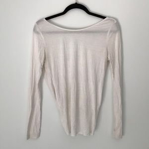 White long-sleeve wrap top